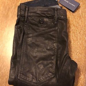 Ladies Ralph Lauren Black shiny jeans